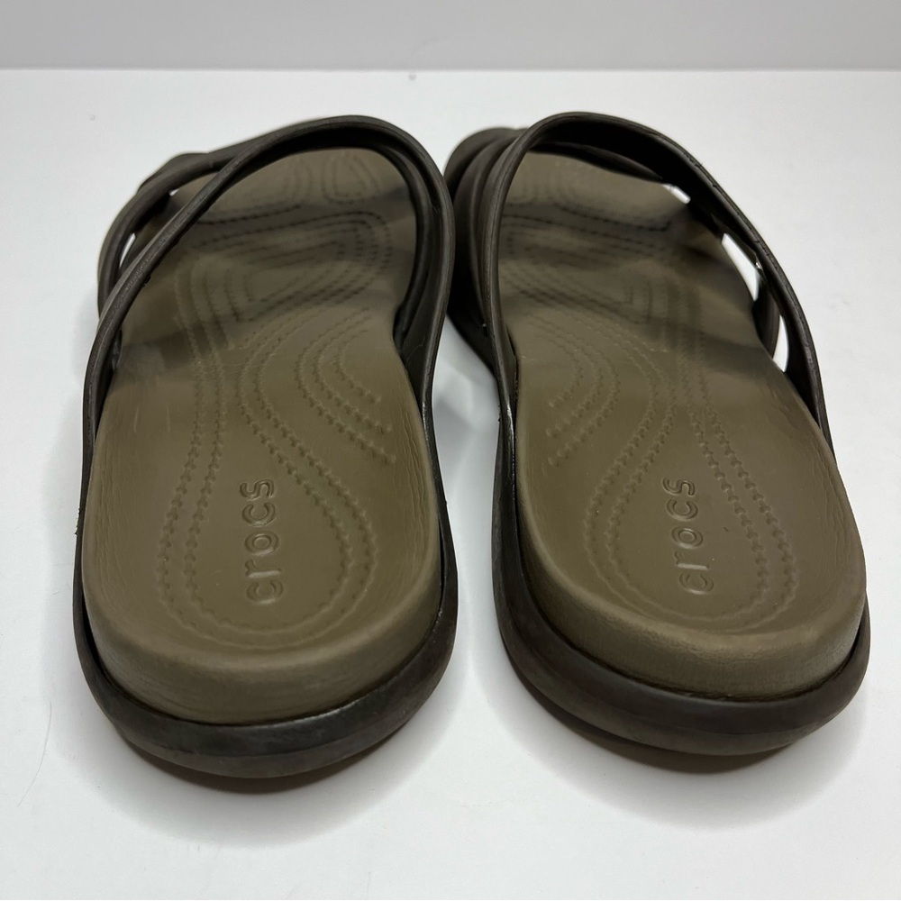 CROCS Meleen Twist Brown Strappy Comfort Slide Sandals Women's Size 8 - Picture 9 of 15